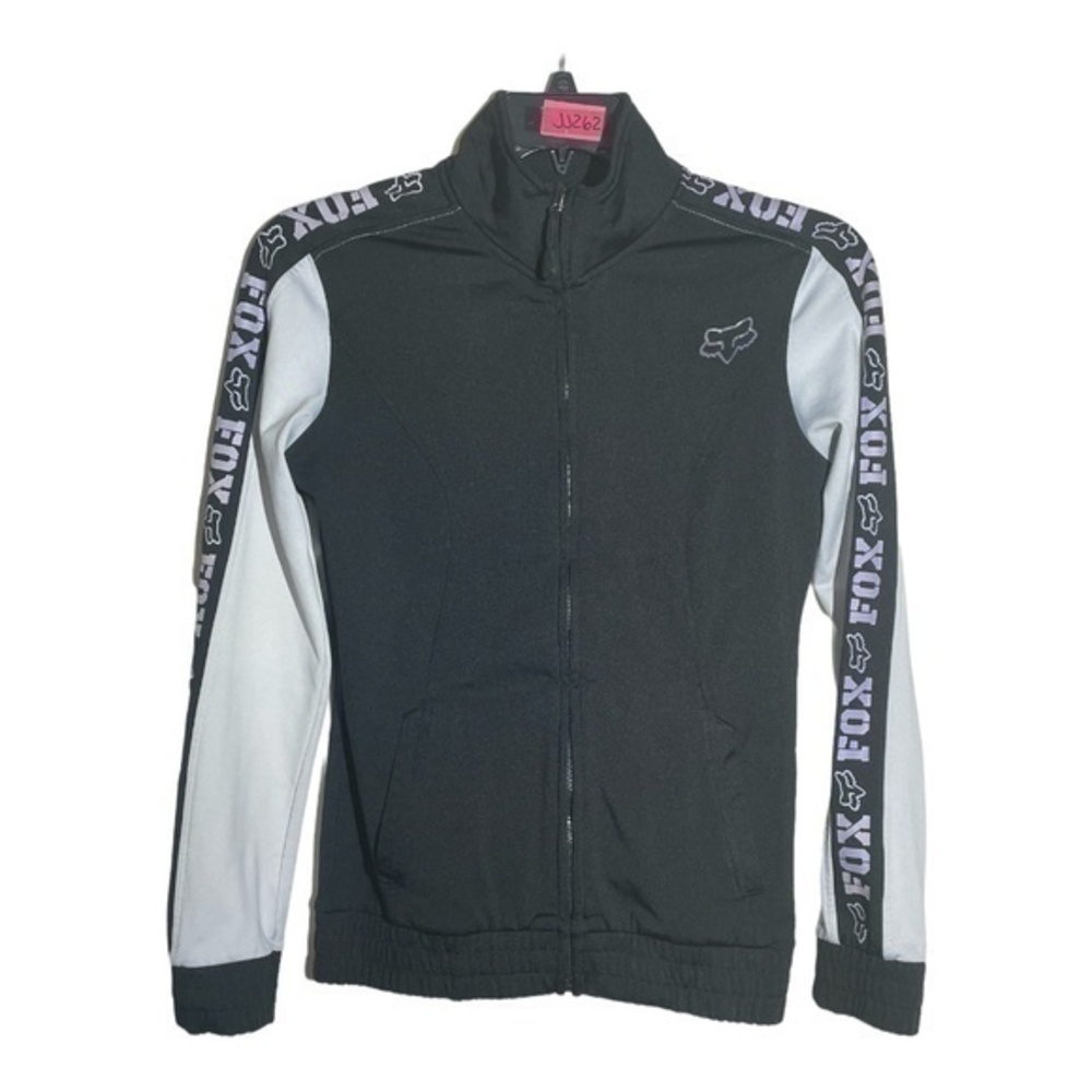 Fox Racing Womens Black White Track Jacket Thumb Holes Size Medium
